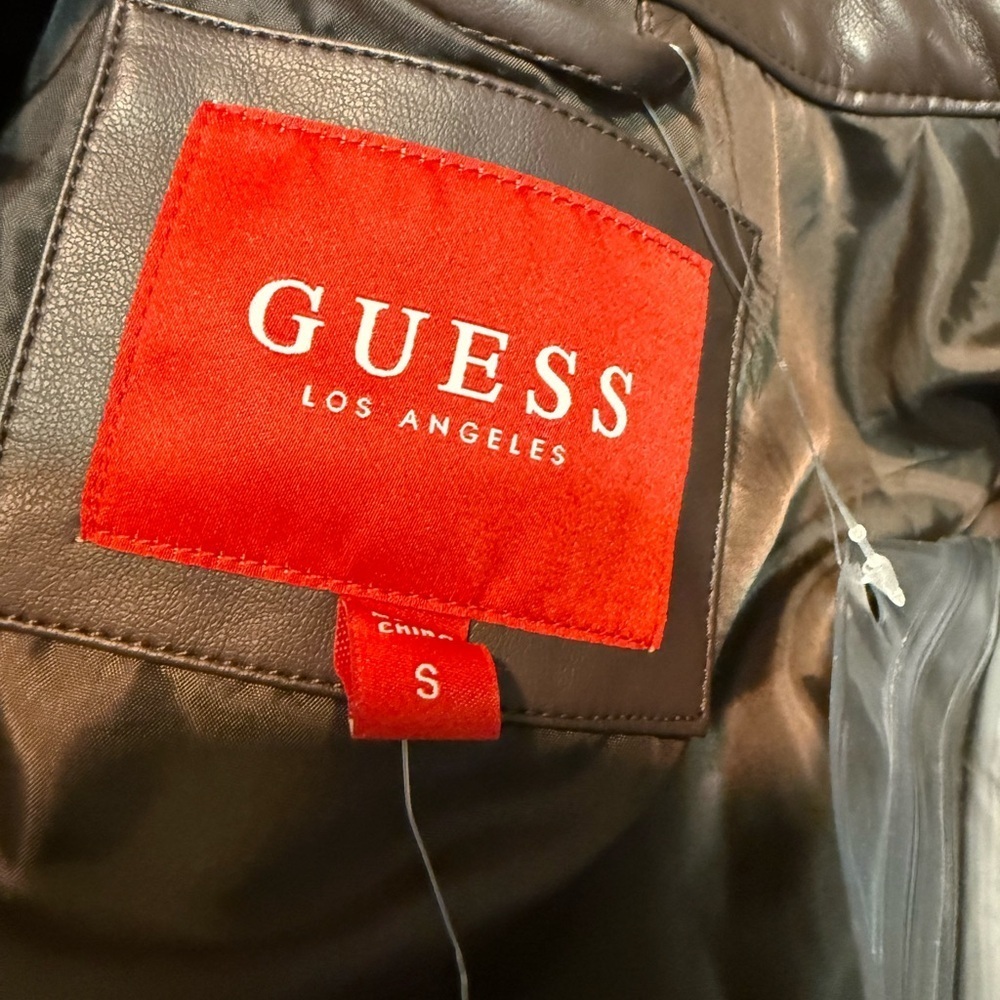 Guess Women’s Cocoa Bean Brown Faux Leather Bicker Jacket, NWT, Sz Small - Picture 5 of 9